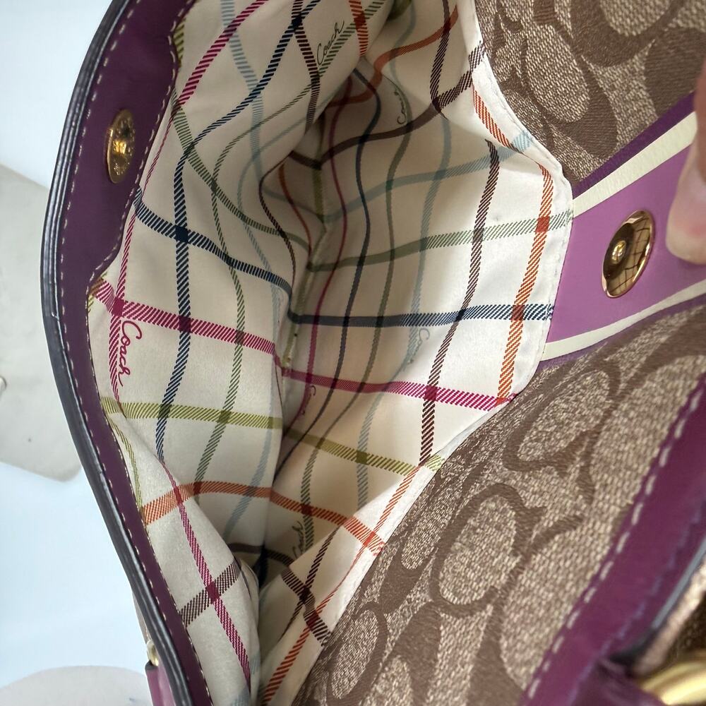 Coach Chelsea Heritage Signature Stripe Tote Bag Lilac Vintage Classic Y2K VTG - Picture 13 of 15